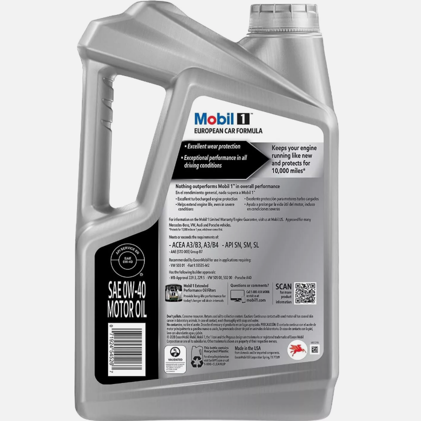 ZYQ3 Mobil 1 صيغة سيارة أوروبية 0W40 4.73 لتر موبيل 1 زيت المحرك عالي الأداء زيوت التشحيم والنظافة
